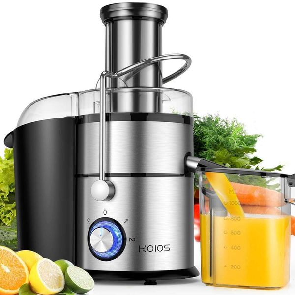 Spremiagrumi centrifugo KOIOS da 1300 W, un grande serbatoio di alimentazione da 3 pollici (circa 7,6 cm), motore interamente in rame, filtro placcato in titanio, elevata resa del succo, modalità a 3 velocità, facile