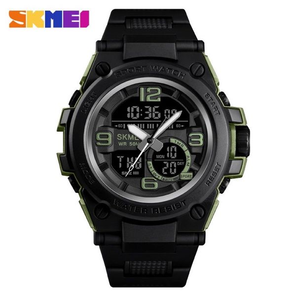 Skmei New Watch Men Sport 5Bar Waterfoot Männer Armbanduhr Dual Display Digital PU -Strap Quarz Uhr Relojuj Mujer 1452345H