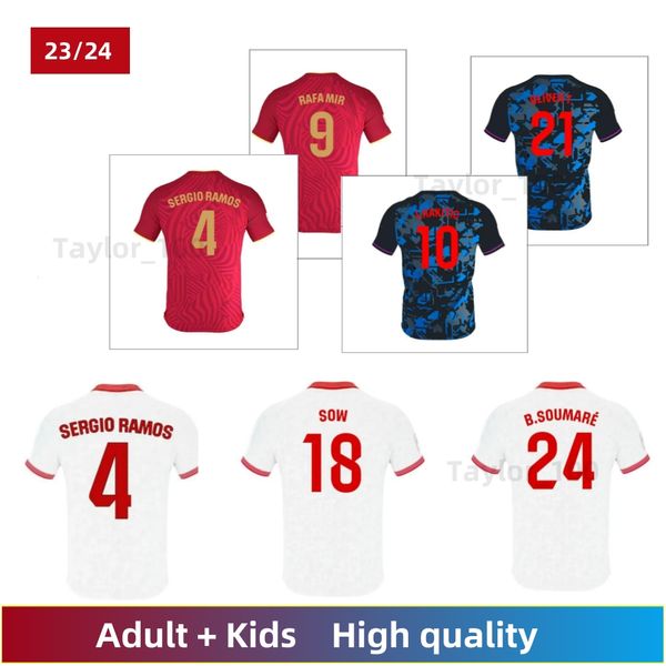 Siviglia FC 23 24 Maglie da calcio Sevillas L.OCAMPOS SUSO JONG Maillot GUDELJ K.REKIK TECATITO MUNIR RAFA Squadre di calcio in Spagna Maglie da calcio per adulti e bambini