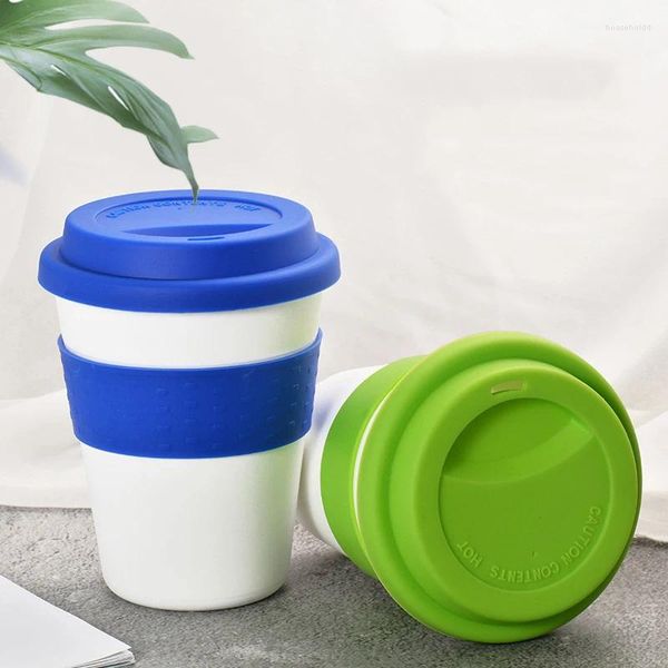 Canecas Plástico El Cup Drinkware portátil com tampa de silicone Anti-queda Copos de café reutilizáveis ​​ao ar livre viagem chá bucal