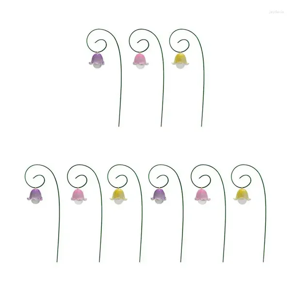 Fiori decorativi Fiori di orchidea artificiale in miniatura Piante da giardino fata Pali 9 pezzi Regali di decorazione della valle del giglio per l'arredamento d'interni
