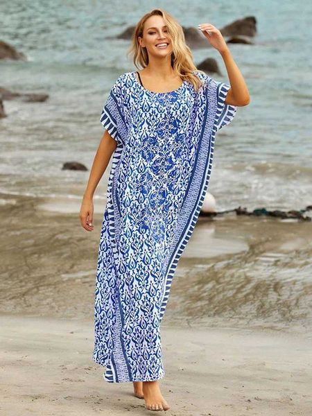 Sarongs Beach Cover 2024 Pareo Sarong Bikini Cover Robe de Plage Vesidos Playa Badebad Badezimmer Set Frauen Maxi Kleid 24325