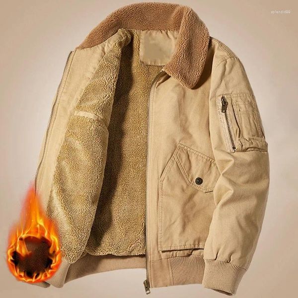 Giubbotti da uomo Autunno Inverno Bomber Giacca da uomo con fodera in pelliccia Cappotto caldo Casual 2024 Abbigliamento moda Abbigliamento militare all'aperto