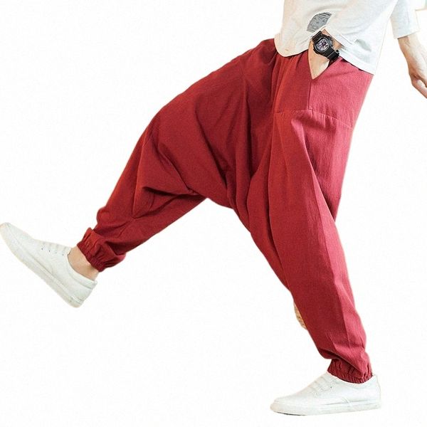 New Harem Pants Homens Sólidos Soltos Casual Mens Estilo Coreano Cott Plus Size Sweatpants Venda Quente Calças Masculinas Calças Dos Homens O6K0 #