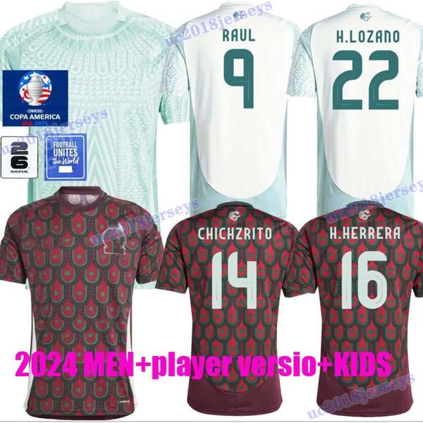 S-4XL Mexiko 2024 2025 Copa America RAUL CHICHARITO Fußballtrikots LOZANO DOS SANTOS 24 25 H.LOZANO Männer Kinder Fußballtrikots Uniformen Fans Spielerversion