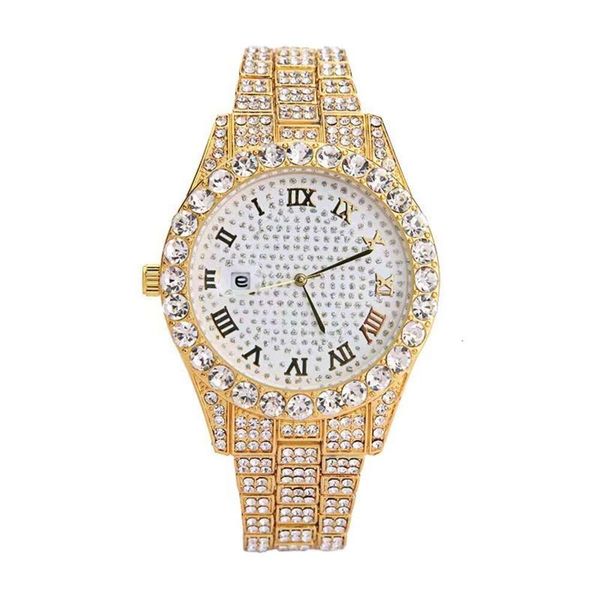 Hochwertige Luxus -Männer Watch Women Modetend Steel Band Watch Full Sky Star Set mit Diamond Roman Scale Calender 9Coq