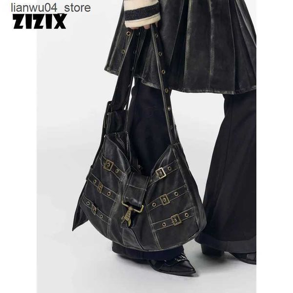 Вечерние сумки Женская черная сумка через плечо в стиле ретро с канавками для поездок на работу из мягкой искусственной кожи в стиле панк горизонтальная сумка для тела большой вместимости 2023 Q240225