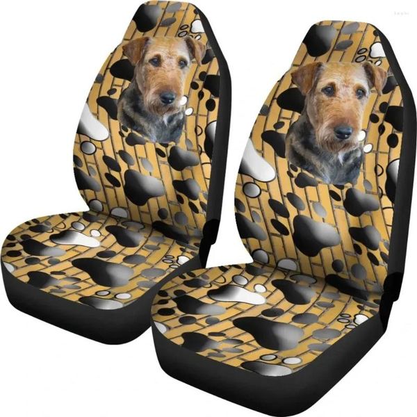 Araba koltuğu, sarı baskılı pençeli airedale terrier köpekleri kapsar