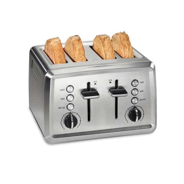 Hamilton Beach 4-teiliger Toaster mit ultra-breiten Slots, Bagel-Einstellung, Toastlift, Schieben Sie Brotbaumschalen, automatische Schließen und Stornieren von Knöpfen, Edelstahl