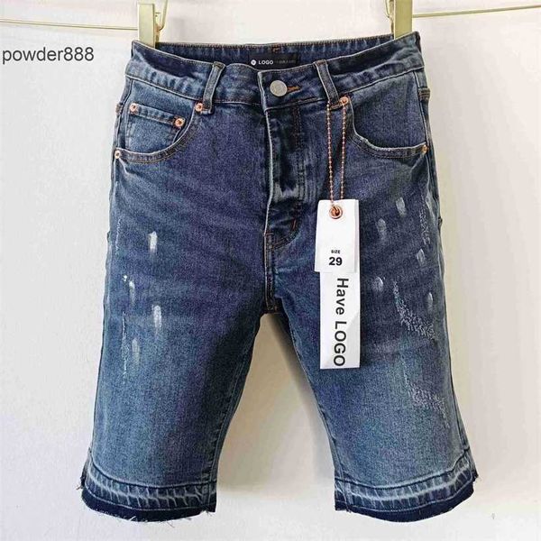 Roxo marca masculina coreano oversized solto calças cortadas casuais shorts jeans básicos sdwd
