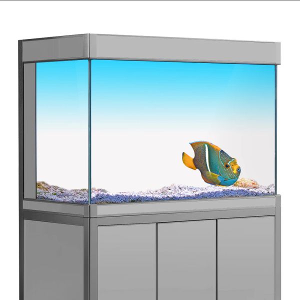 Aquarien Fischtank Hintergrund Aufkleber weiß gelbgrün Blau Cyan Gradienten Einfacher Druck Tapete Aquarium Hintergrund Dekorationen PVC