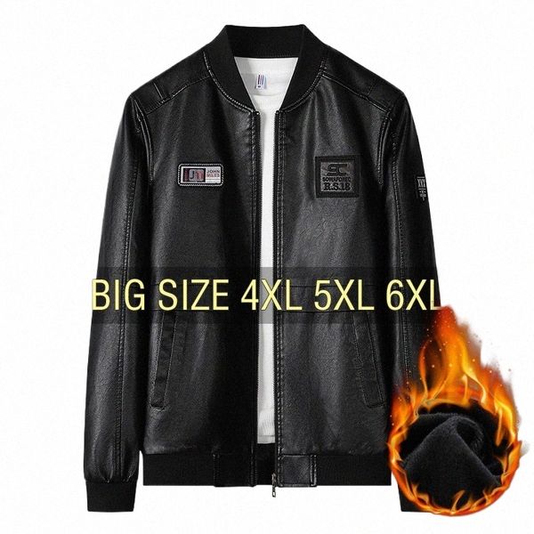 кожаная куртка мужская куртка-бомбер большого размера с капюшоном мотоциклетные куртки плюс размер 5XL 6XL на молнии повседневное пальто черный мужской новый плащ-авиатор K4LM #