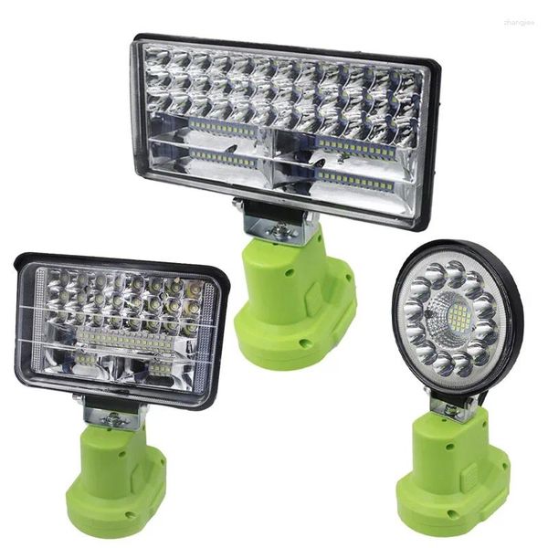 Lanternas portáteis LED Luzes de trabalho de alarme Tocha elétrica Holofote Lâmpada de carro para RYOBI 14.4V 18V Lítio Níquel Uma bateria P108