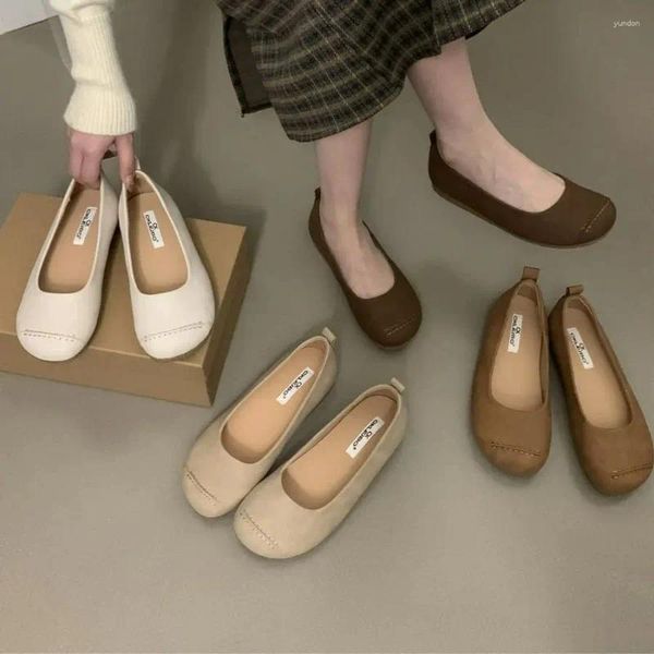 Sapatos casuais Bailamos 2024 Primavera Mulheres Flat Woman Handmade Leather Moafers Flexível Ballet Mujer