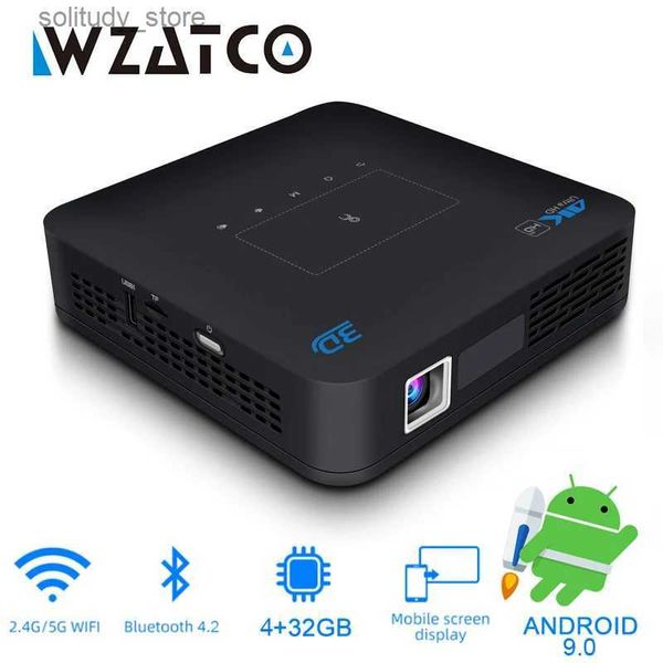 Outros acessórios para projetores WZATCO P15 DLP 3D 4K 300 polegadas Home Theater suporta Full HD 1080P 4 + 32GB Android 5G WIFI Video Beam Mini Q240322
