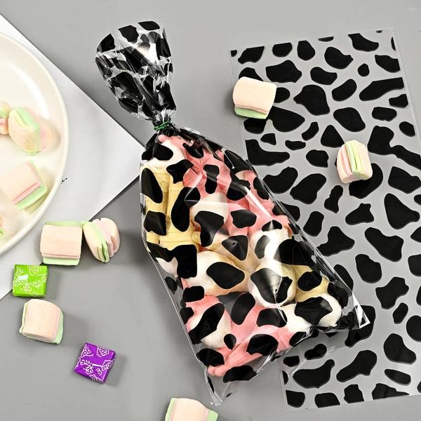 Envoltório de presente Farm Cow Theme Party Favors Saco Calor Sealable Treat Candy Bags Goodie com laços de torção para chá de bebê Suppl