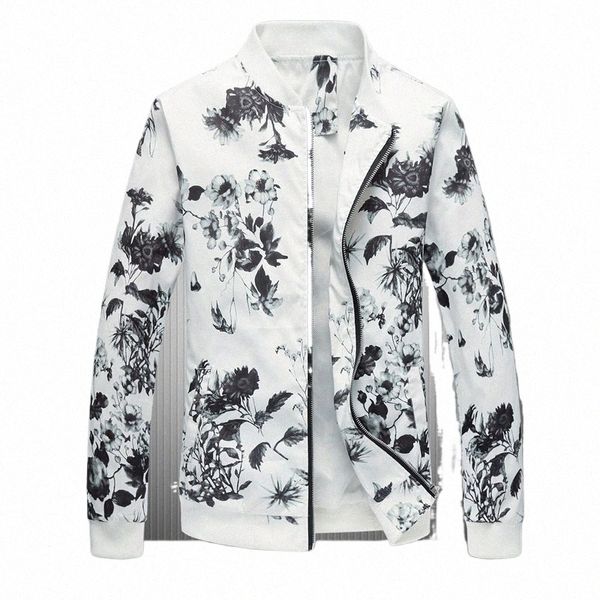 Весна 2024 Новая мужская куртка-авиатор Пальто большого размера 6XL-M Fi с цветочным принтом Повседневная уличная брендовая одежда l9wg #