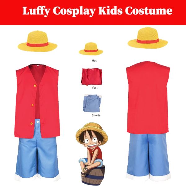 Şapkalar çocuklar luffy cosplay anime bir cos cos kılık kostüm pantolon pantolon şapka çocuk plaj giyim