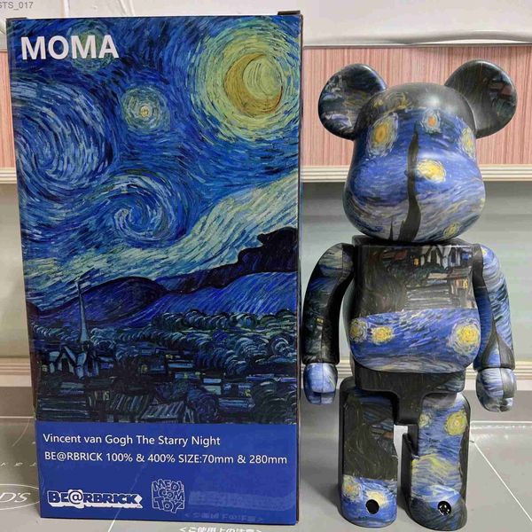 Novità Articoli 28 cm Bearbrick Van Gogh 400% Orso violento Cielo notturno stellato Statua Decorazione Display Giocattolo Marea Mano Giocattolo Anime Cieco Scatola RegaloL2403