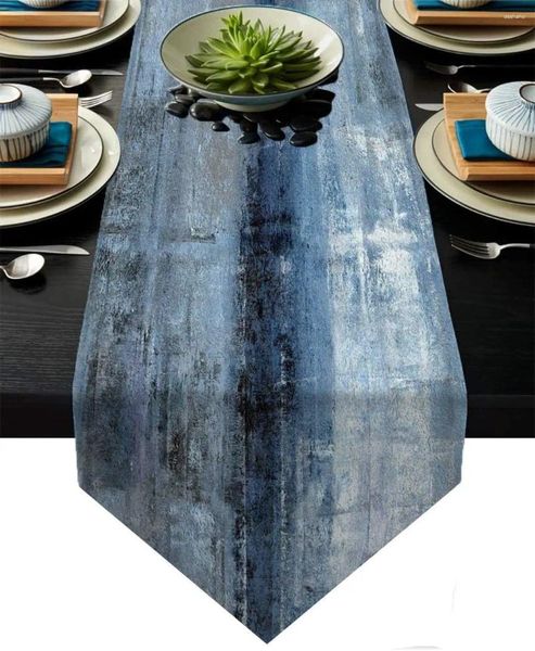 Tovaglia astratta blu grigio corridori in lino comò sciarpe arredamento fattoria pranzo vacanze decorazioni per feste