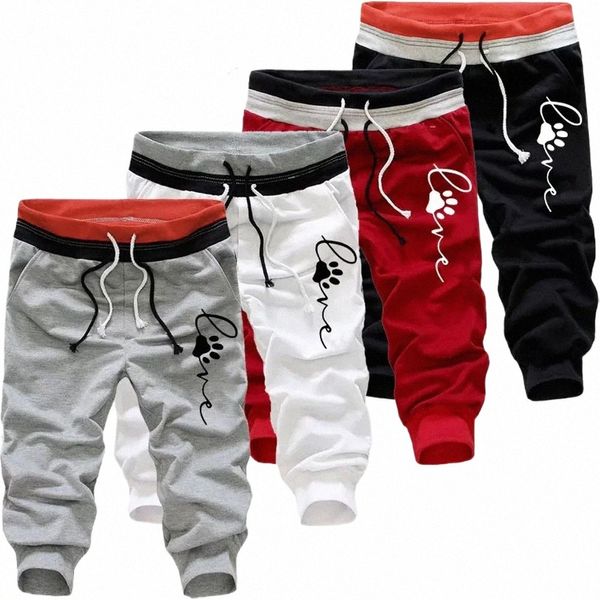 Calças masculinas de verão Fi Cool Sweatpants Soltas Jogger Sete Pontos Masculino Casual Fitn Sports Outdoor Capri Calças 4 cores N42H #