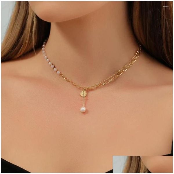 Anhänger Halsketten 2023 Boho Mode Menschlicher Kopf Münze Faux Perle Halskette Für Frauen Einfache Vintage Vergoldete Kette Choker Schmuck Geschenk OT1EJ