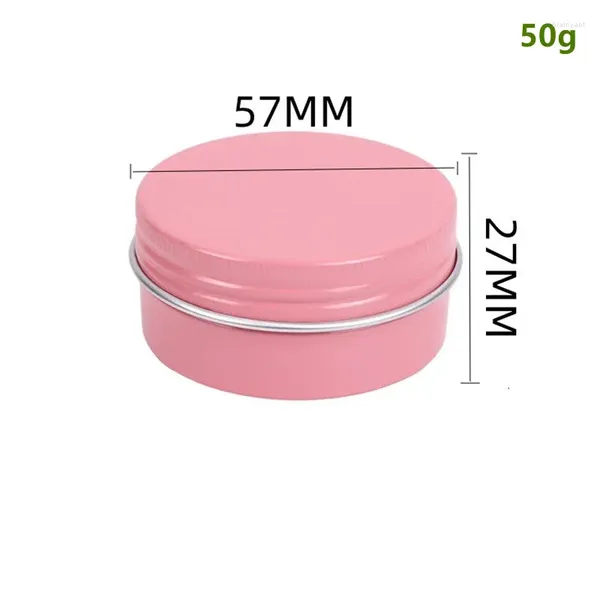 Bottiglie Barattolo di latta in alluminio portatile rosa da 100 pezzi con coperchio a vite Contenitori ricaricabili rotondi da 50 ml / 1,76 once per labbra cosmetiche