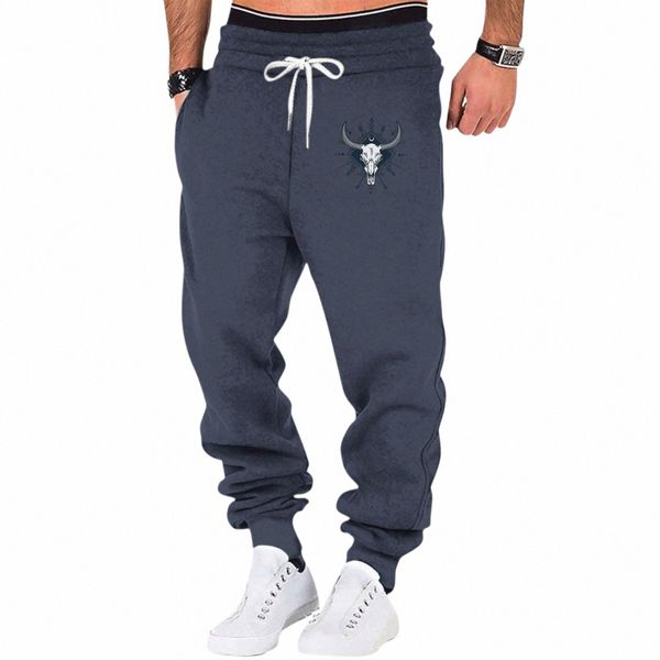 Primavera Autunno Pantaloni sportivi Solid Cow Head Stampa etnica Pantaloni da uomo Allentati da corsa Fitn Pantaloni sportivi casual di grandi dimensioni a0ra #