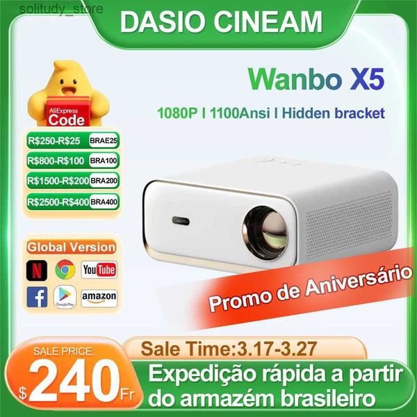 Outros acessórios para projetores Wanbo X5 Inteligente portátil Android 9.0 1100ANSI Lumens Full HD 1080P Foco automático Office Home Q240322