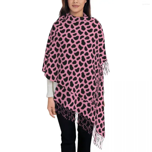 Шарфы Милый далматинец шарф с кисточкой розовый и черный шаль накидка для мужчин и женщин дизайнерская большая зимняя мода Bufanda Mujer