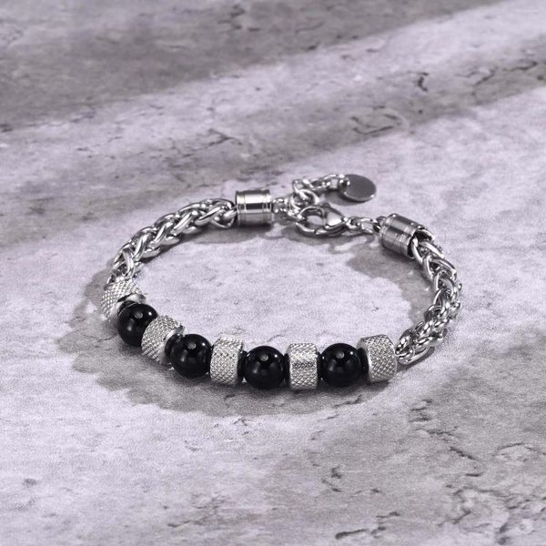 Charm Armbänder Edelstahl Blumenkorb Kette Tigerauge Stein Karneol Perlen Handgelenk Männer Punk Schmuck