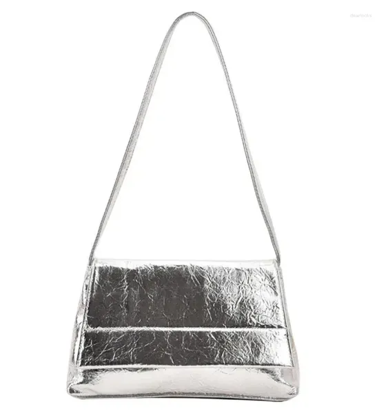 Abendtaschen Mode Silber Design Kleine Schulter für Frauen 2024 Y2K Designer Koreanische Handtaschen Trend Leder Damen Klappe Umhängetasche