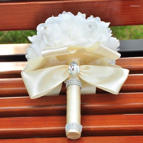 Fiori decorativi Durevoli e squisiti bouquet da sposa Colori vivaci Romantica damigella d'onore champagne multicolore