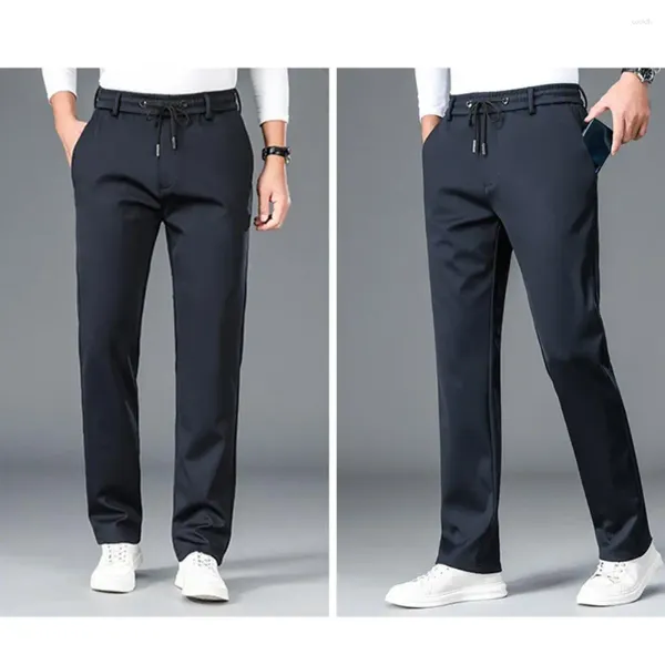 Pantaloni da uomo Pantaloni da uomo in tinta unita Pantaloni sportivi traspiranti con coulisse con tasche laterali elastiche in vita per viaggi sportivi da indossare ogni giorno