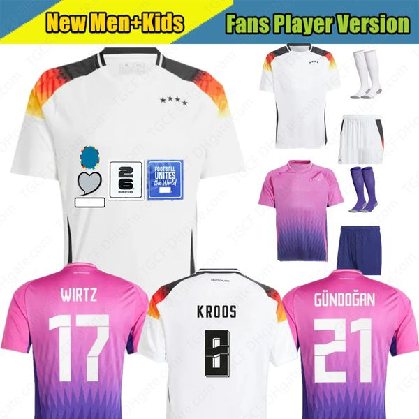 2024 Euro Cup Germanys National Team Soccer Jerseys Hummels Kroos Gnabry Werner Draxler Reus Muller Gotze 2025 Homens Crianças Kit Set Mulheres Home Away Roxo Futebol