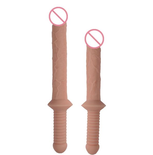 Espada Forma Big Dildos Handle Design Grande Pequeno Pênis de Carne Flexível E Realista Vibrador Galo Masturbação Feminina Brinquedos Sexuais T2005289998