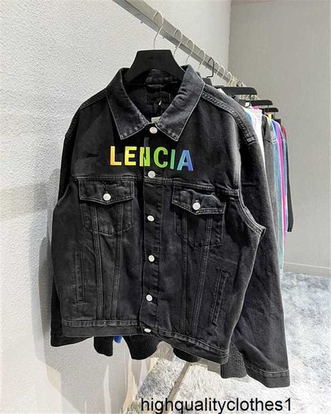 Designer Alta versione 21 autunno e inverno Nuovo stile Lettere arcobaleno ricamate giacca di jeans marchio di moda giacca Parigi da uomo e da donna Y6LV