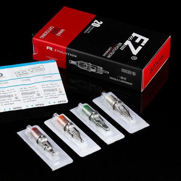 EZ Tatual Needles Revolution Cartidge curvo curvo #12 0,35 mm Medio-taper 3,5 mm per macchine da tatuaggio Penna 20 pezzi Box 240322