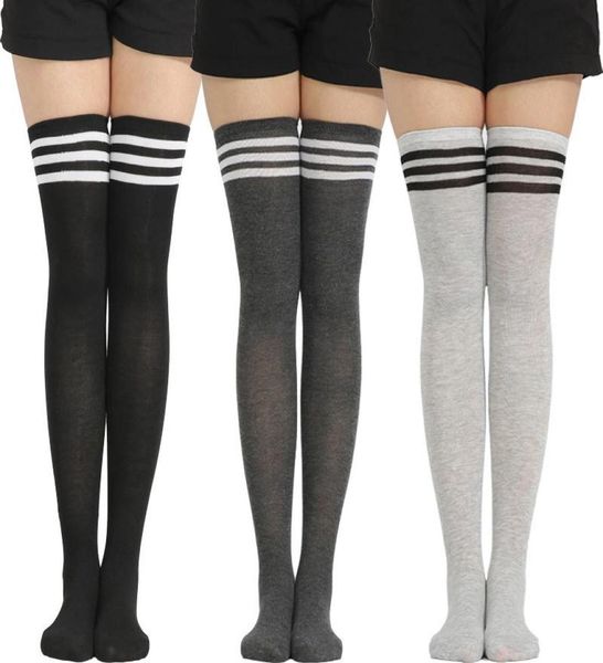 Mulher meias meias longas listradas mulheres sexy coxa meias altas para mulheres meninas joelhos altos mulheres novas moda4608577