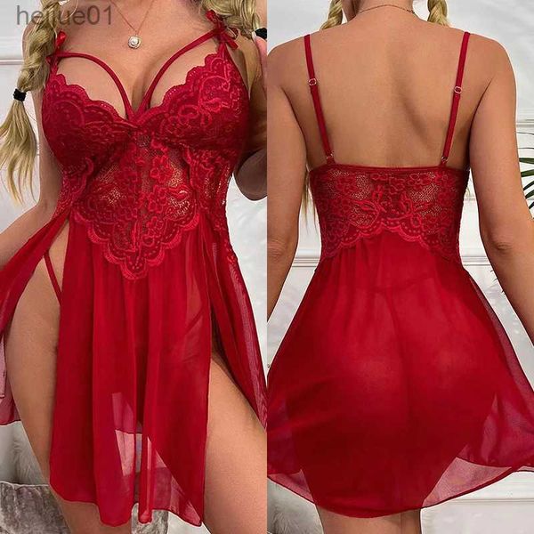 Set sexy Abbigliamento sexy reggiseno pigiama di pizzo abbigliamento sexy caldo matrimonio sesso abiti aderenti abiti da donna Babydoll lingerie pigiama pendente C24325