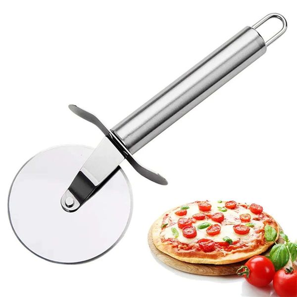 Rodas de aço redonda cortador de pizza divisor inoxidável faca pastelaria massa massa cozinha ferramentas de corte de cozimento