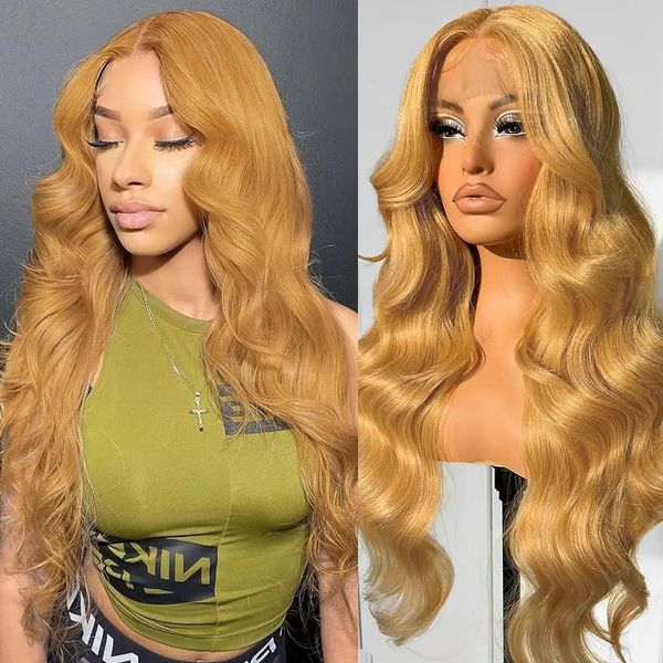 Волнистый парик Ombre Blonde 13x4, предварительно выщипанный парик с детскими волосами, светло-русые парики для женщин, бесклеевые, плотность 180%, 30 дюймов