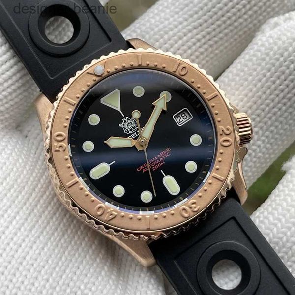 Orologi da polso da uomo in acciaio da uomo in bronzo in acciaio da uomo automatico s 200m polso meccanico impermeabile c3 telaio ceramico luminoso NH35C24325