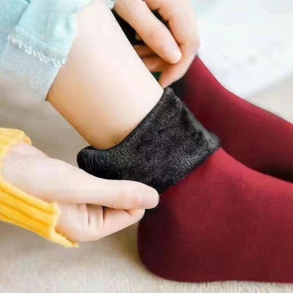 Frauen Socken Schnee Wärme Dicke Mädchen Feste Farbbett Socken Fußböden Wolle weich Fleece Winter Warm warm