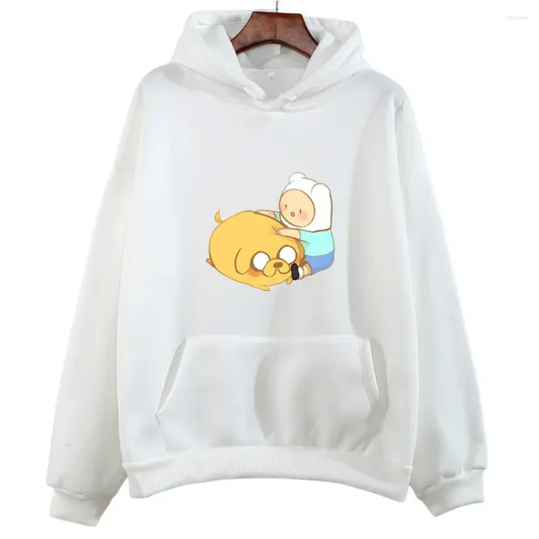 Kadın Hoodies Finn ve Jake Adventure Time Baskı Kazakları Kadın/Erkek Sevimli Anime Sonbahar Kış Polar Sweatshirt Sıcak Üst Kıyafetler