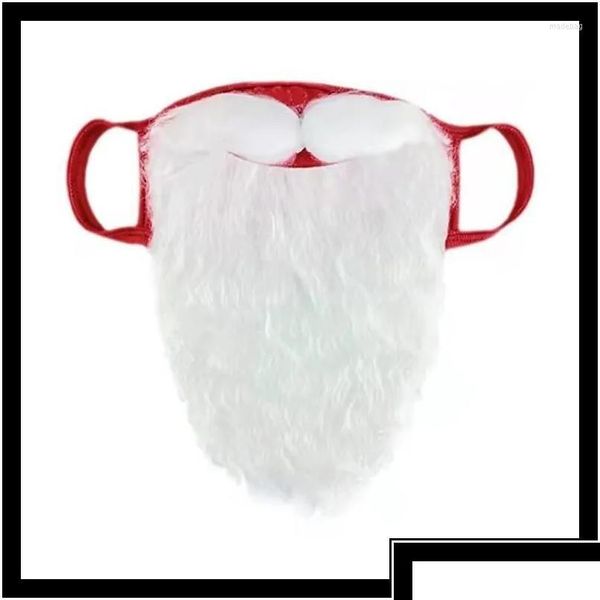 Decorações de Natal Decoração Criativo Papai Noel Máscaras de Barba Adt Uni Reutilizável Face Ers para Xmas Cosplay Party Drop Delivery Home Otpzv