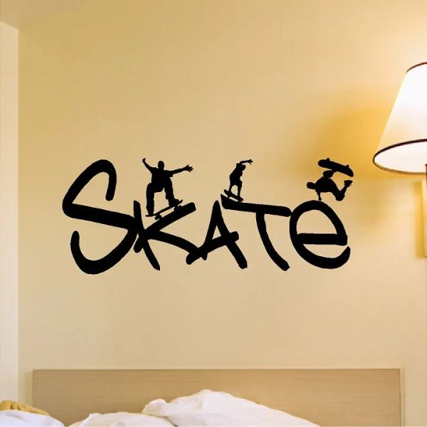 Adesivos Esporte Extremo Skate Citações Adesivo de Parede de Vinil Skaters Com Skate Mural Decalque Série Esporte Casa Quarto Cool DecorM47