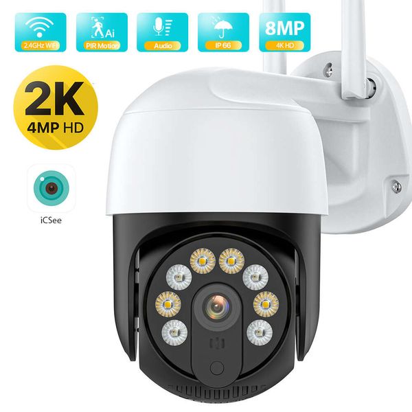 8mp 4k hd wifi câmera ip ao ar livre sem fio ptz câmera ai rastreamento automático de segurança cctv 1080p onvif câmera de vigilância de vídeo icsee