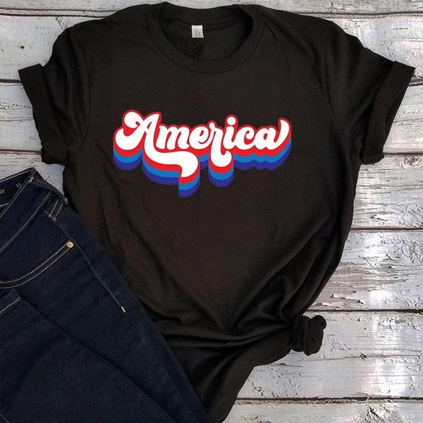Kadın T Shirts America Gömlek Özgürlüğü Dört Temmuz Tshirt Vatansever Tee Bağımsızlık Günü Tops Aile Anı Kıyafetleri