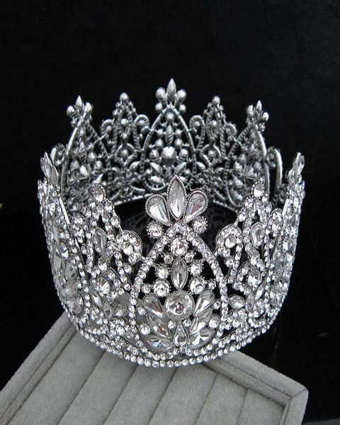 Corona da sposa Regina Cristalli di strass Corone di nozze reali Pietra di cristallo Fascia per capelli Mascherata Studio Stampaggio Festa di compleanno T4269843